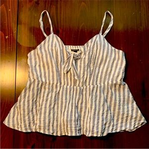 Torrid Tie-Front Striped Babydoll Top Sleeveless Tank Top Blouse Plus Size 1X